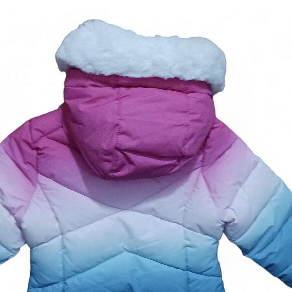 Snozu Girls Toddler Ombre Pink and Blue Color Block Winter Puffer Coat Size 2T - Picture 4 of 15